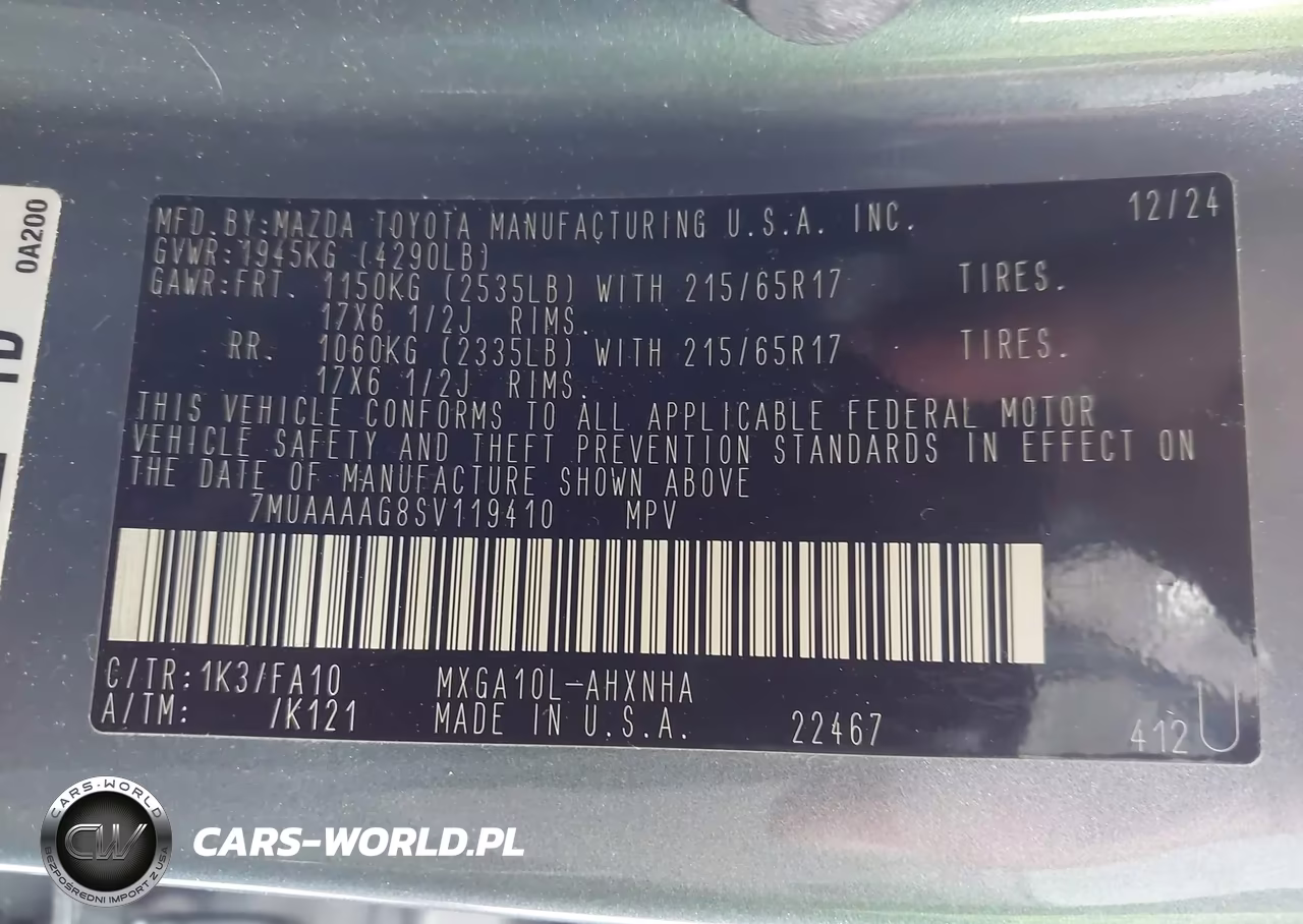 2025 Toyota Corolla Cross L VIN:7MUAAAAG8SV119410 - 9