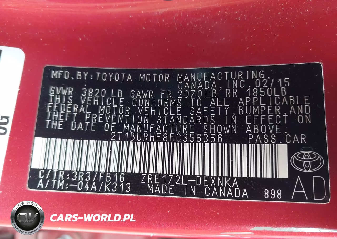 2015 Toyota Corolla Le VIN:2T1BURHE8FC356356 - 9