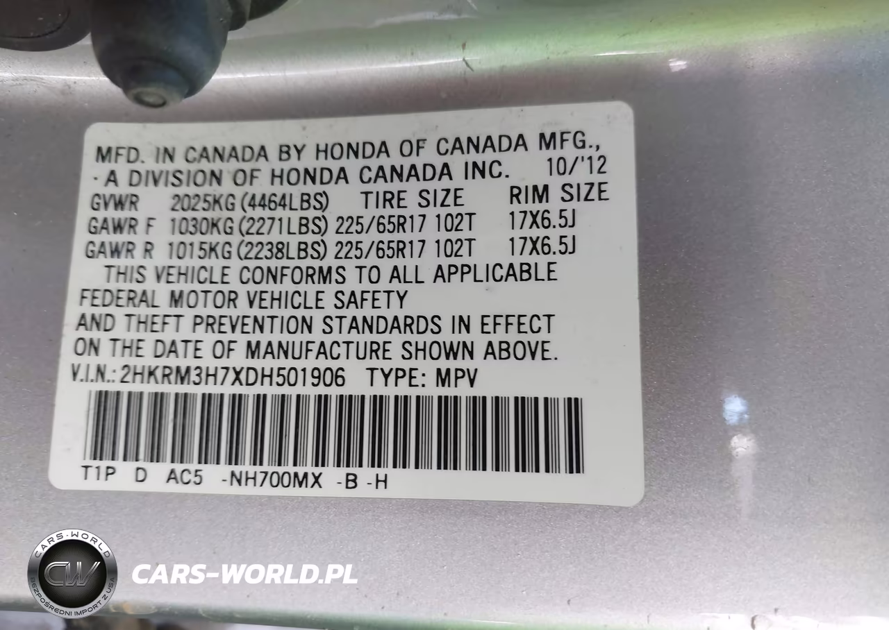 2013 Honda Cr-V Ex-L VIN:2HKRM3H7XDH501906 - 9