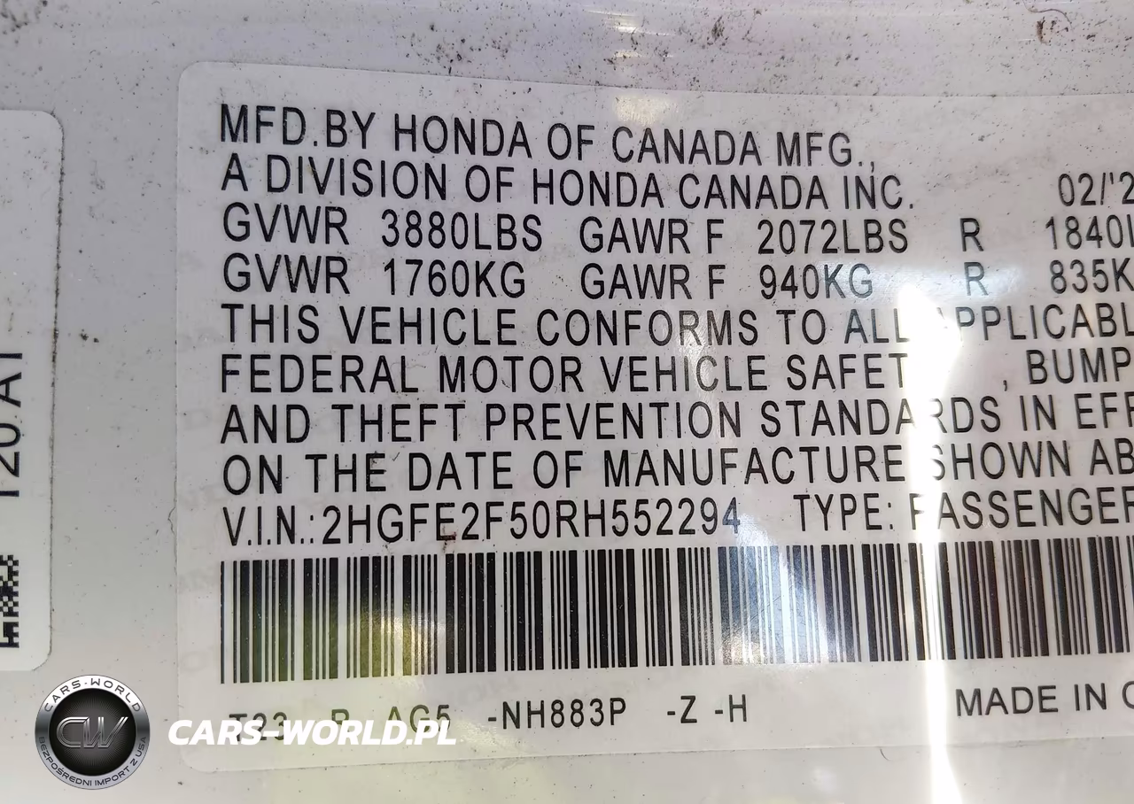 2024 Honda Civic Sport VIN:2HGFE2F50RH552294 - 9