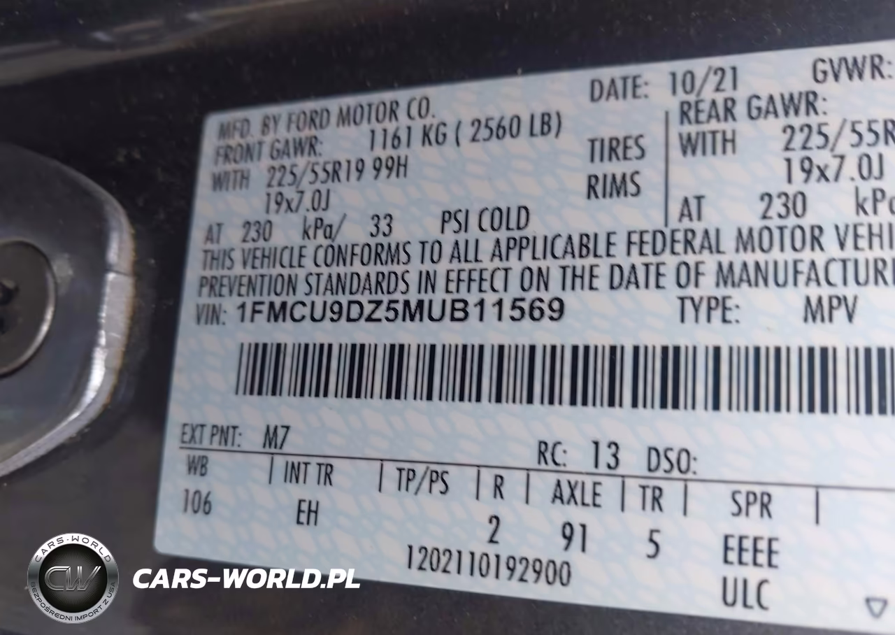 2021 Ford Escape Titanium Hybrid VIN:1FMCU9DZ5MUB11569 - 9