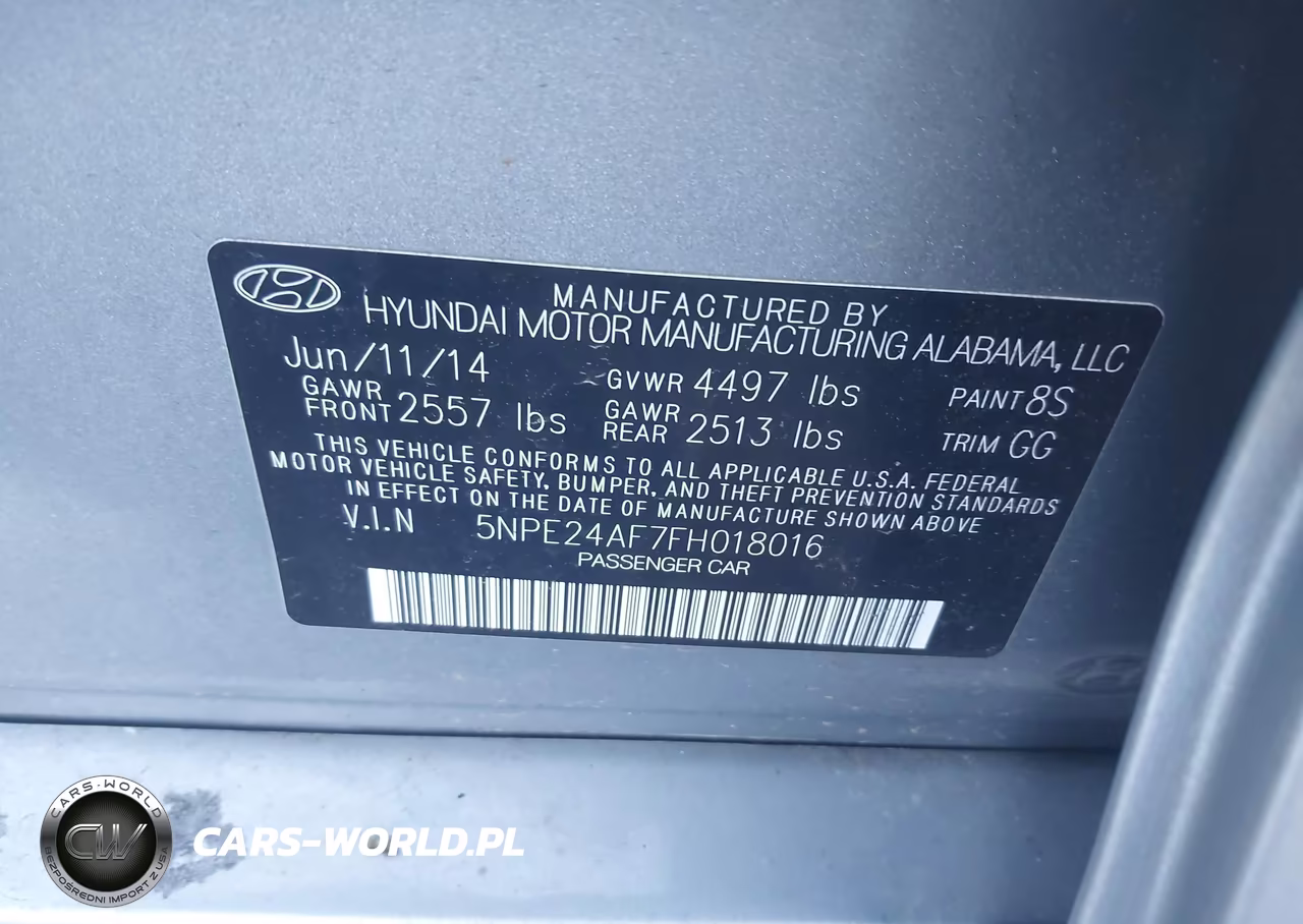 2015 Hyundai Sonata Se VIN:5NPE24AF7FH018016 - 9