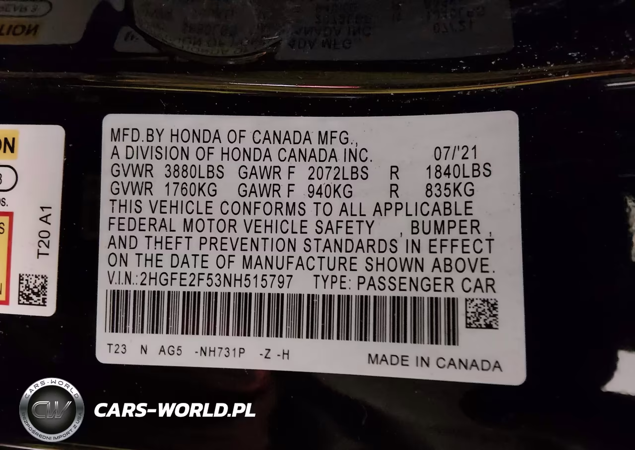 2022 Honda Civic Sport VIN:2HGFE2F53NH515797 - 9
