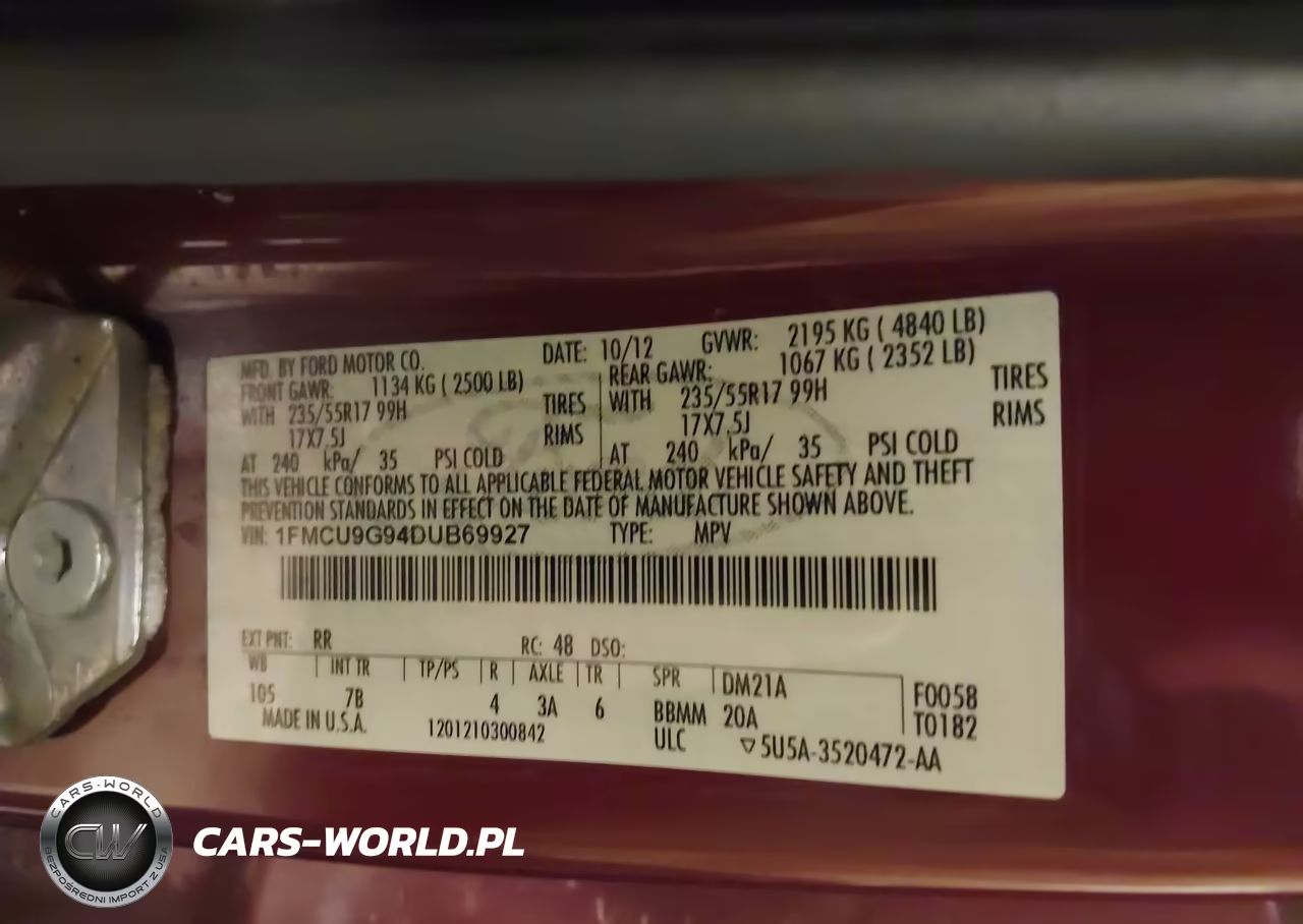2013 Ford Escape Se VIN:1FMCU9G94DUB69927 - 9