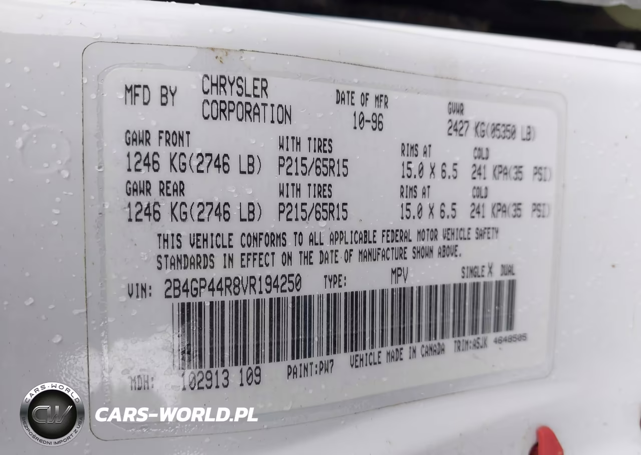 1997 Dodge Grand Caravan Se VIN:2B4GP44R8VR194250 - 9