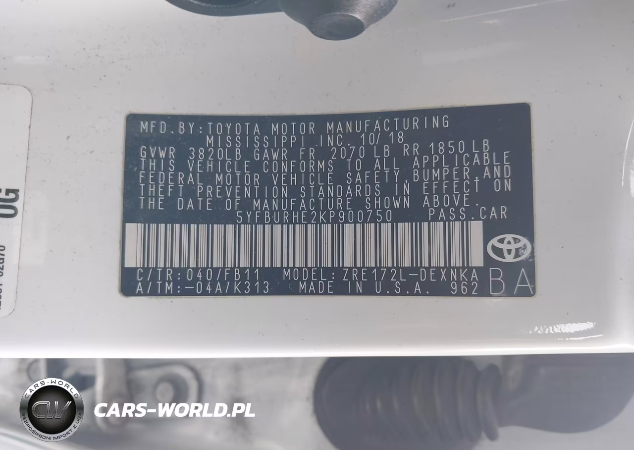 2019 Toyota Corolla Le VIN:5YFBURHE2KP900750 - 9