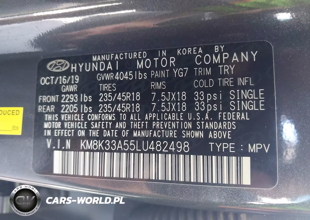 2020 Hyundai Kona Limited VIN:KM8K33A55LU482498 - 9