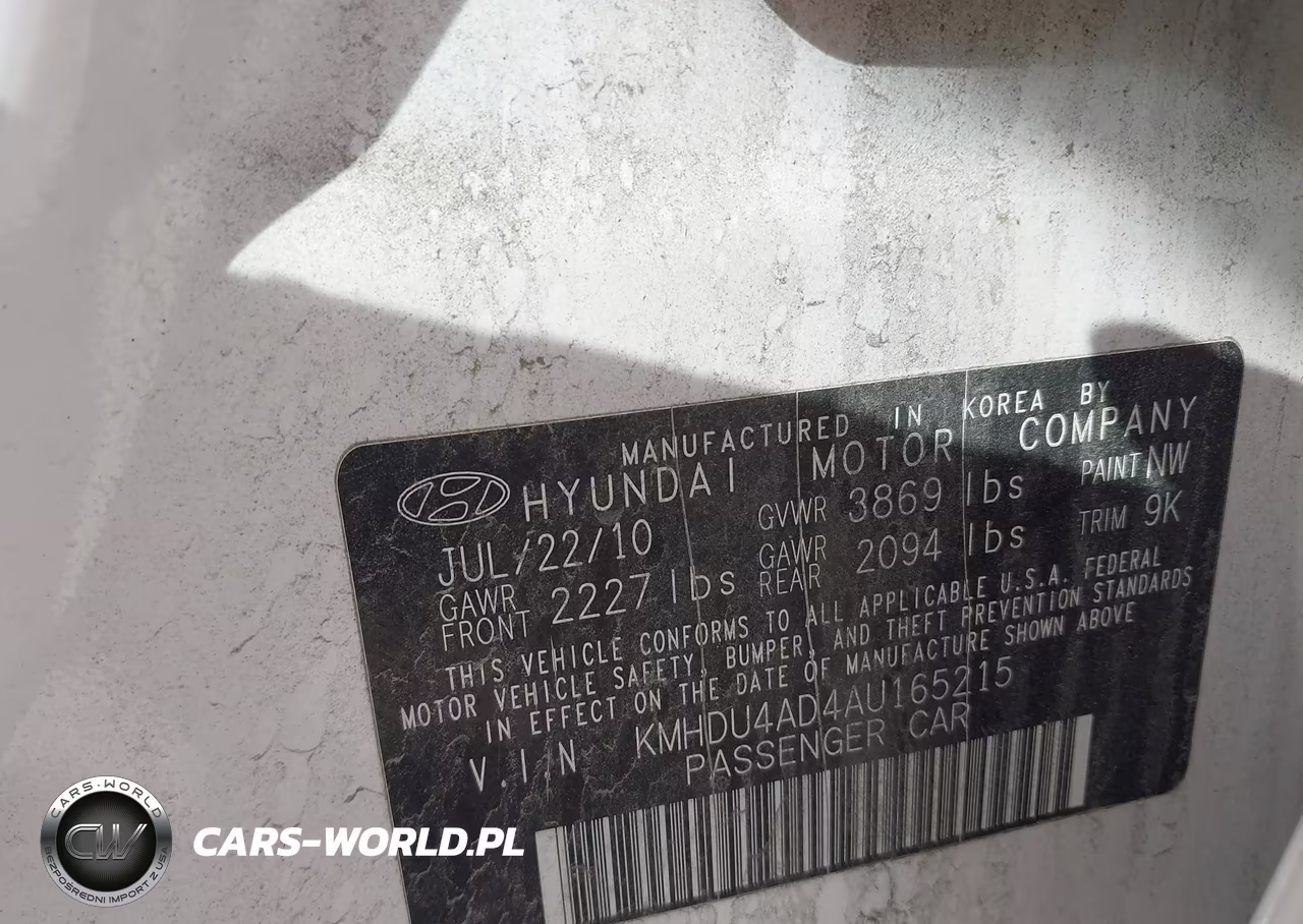 2010 Hyundai Elantra Gls VIN:KMHDU4AD4AU165215 - 9