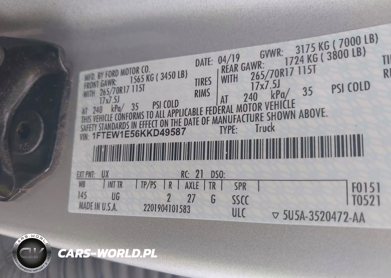 2019 Ford F-150 Xlt VIN:1FTEW1E56KKD49587 - 9