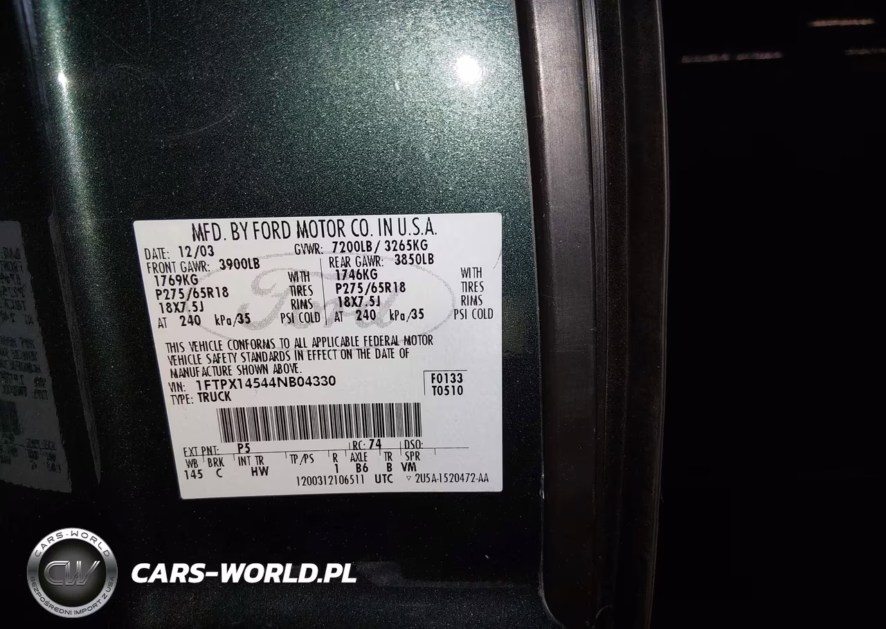 2004 Ford F-150 Fx4-Lariat-Xl-Xlt VIN:1FTPX14544NB04330 - 9