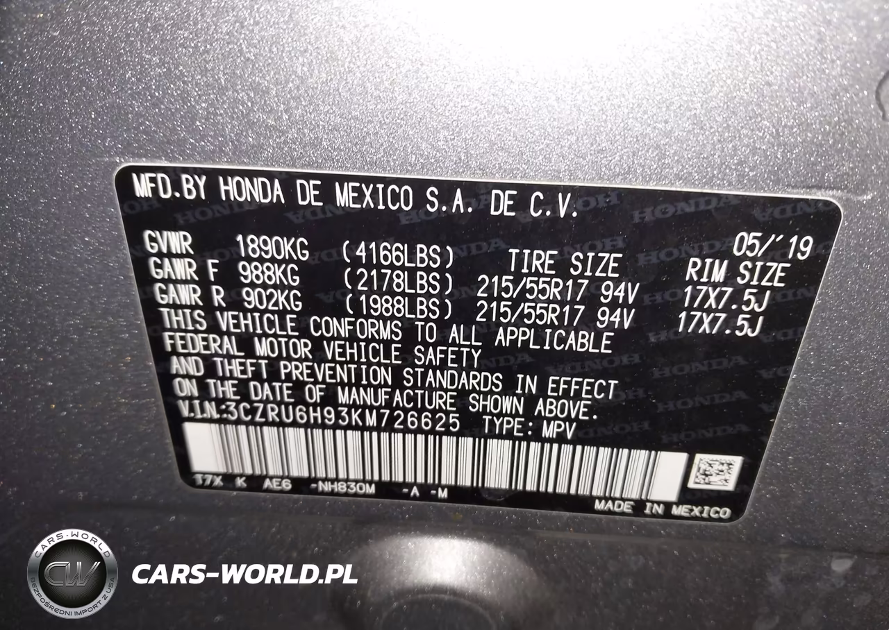 2019 Honda Hr-V Touring VIN:3CZRU6H93KM726625 - 9