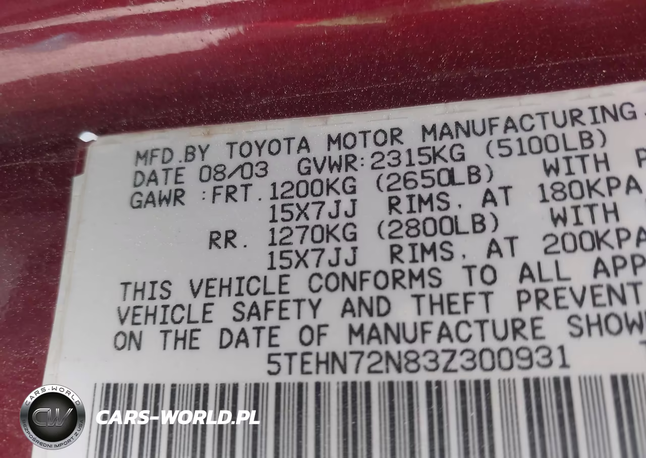 2003 Toyota Tacoma Base V6 VIN:5TEHN72N83Z300931 - 9