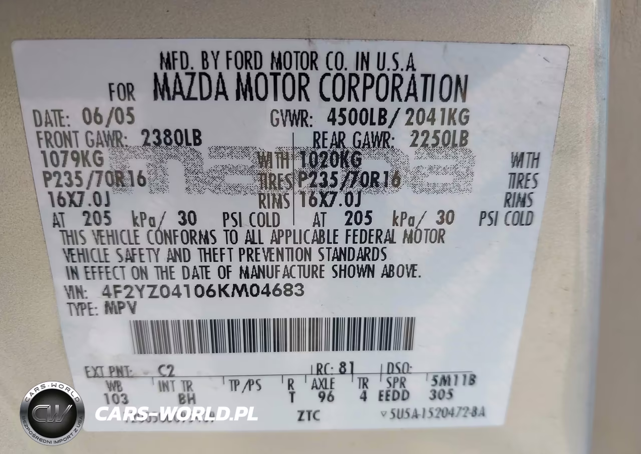 2006 Mazda Tribute S VIN:4F2YZ04106KM04683 - 9