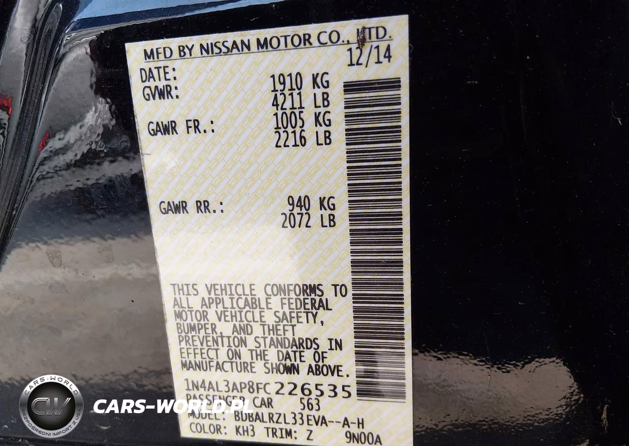 2015 Nissan Altima 2.5 Sl VIN:1N4AL3AP8FC226535 - 9