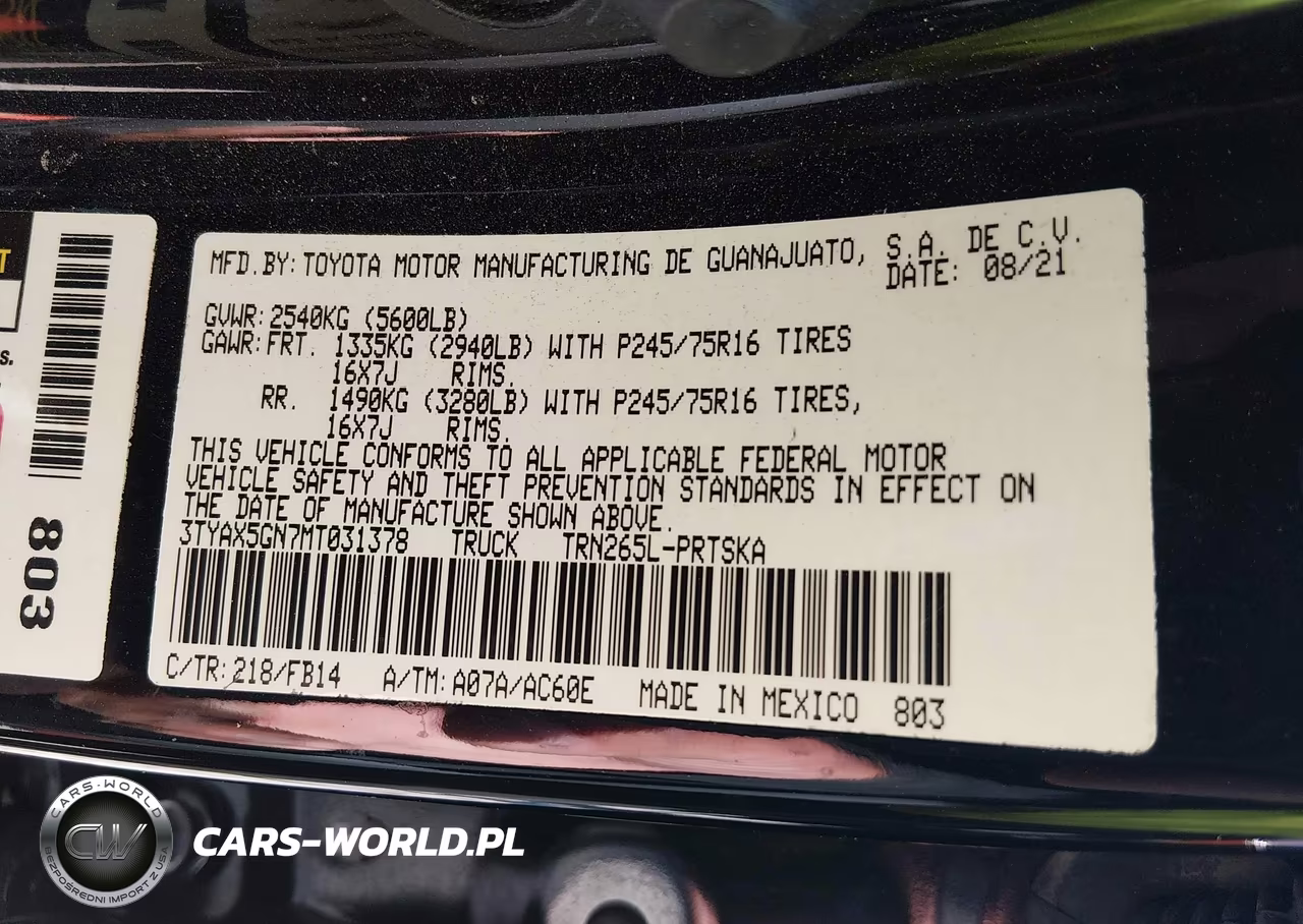 2021 Toyota Tacoma Sr VIN:3TYAX5GN7MT031378 - 9