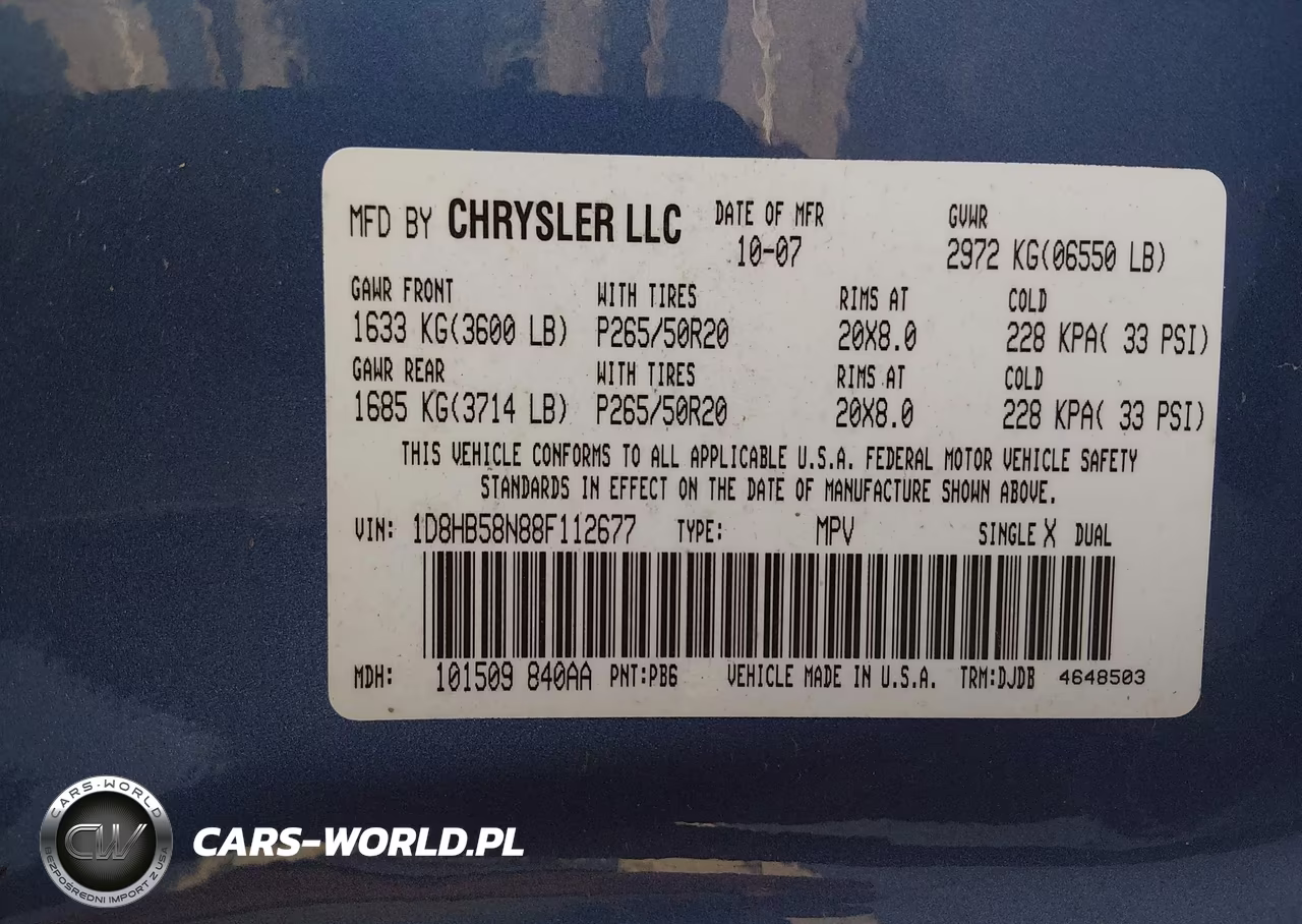 2008 Dodge Durango Limited VIN:1D8HB58N88F112677 - 9