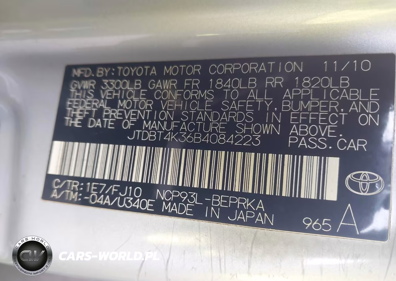 2011 Toyota Yaris VIN:JTDBT4K36B4084223 - 9