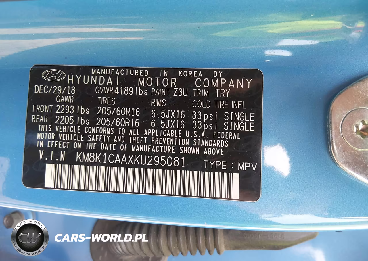 2019 Hyundai Kona Se VIN:KM8K1CAAXKU295081 - 9