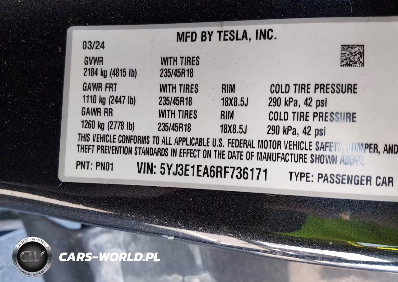2024 Tesla Model 3 Long Range Dual Motor All-Wheel Drive-Rear-Wheel Drive VIN:5YJ3E1EA6RF736171 - 9