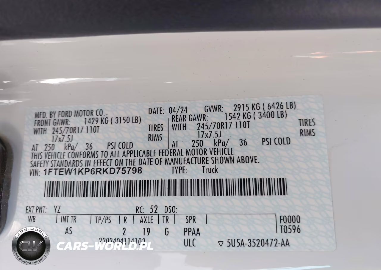 2024 Ford F-150 Xl VIN:1FTEW1KP6RKD75798 - 9