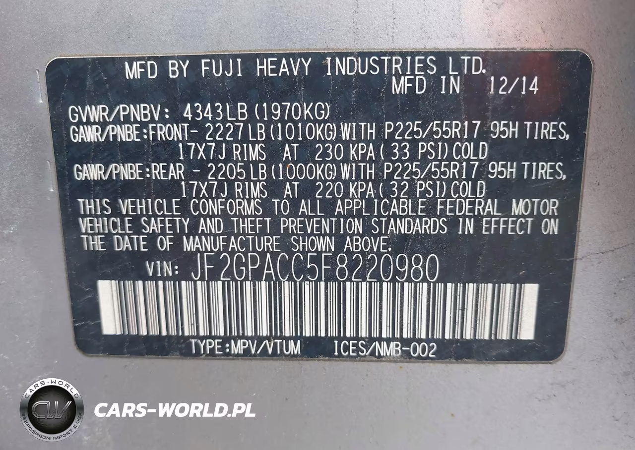 2015 Subaru Xv Crosstrek 2.0I Premium VIN:JF2GPACC5F8220980 - 9