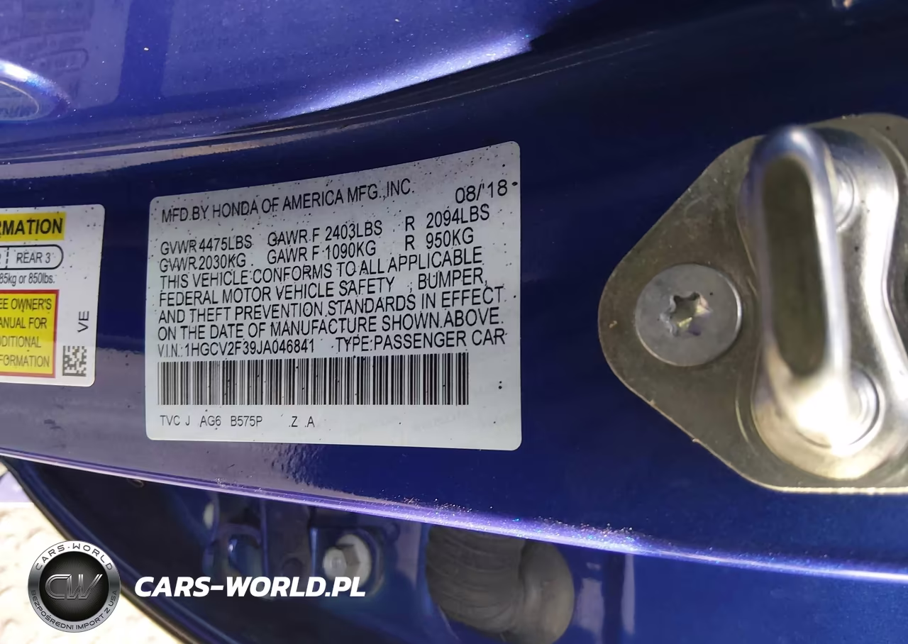 2018 Honda Accord Sport 2.0T VIN:1HGCV2F39JA046841 - 9