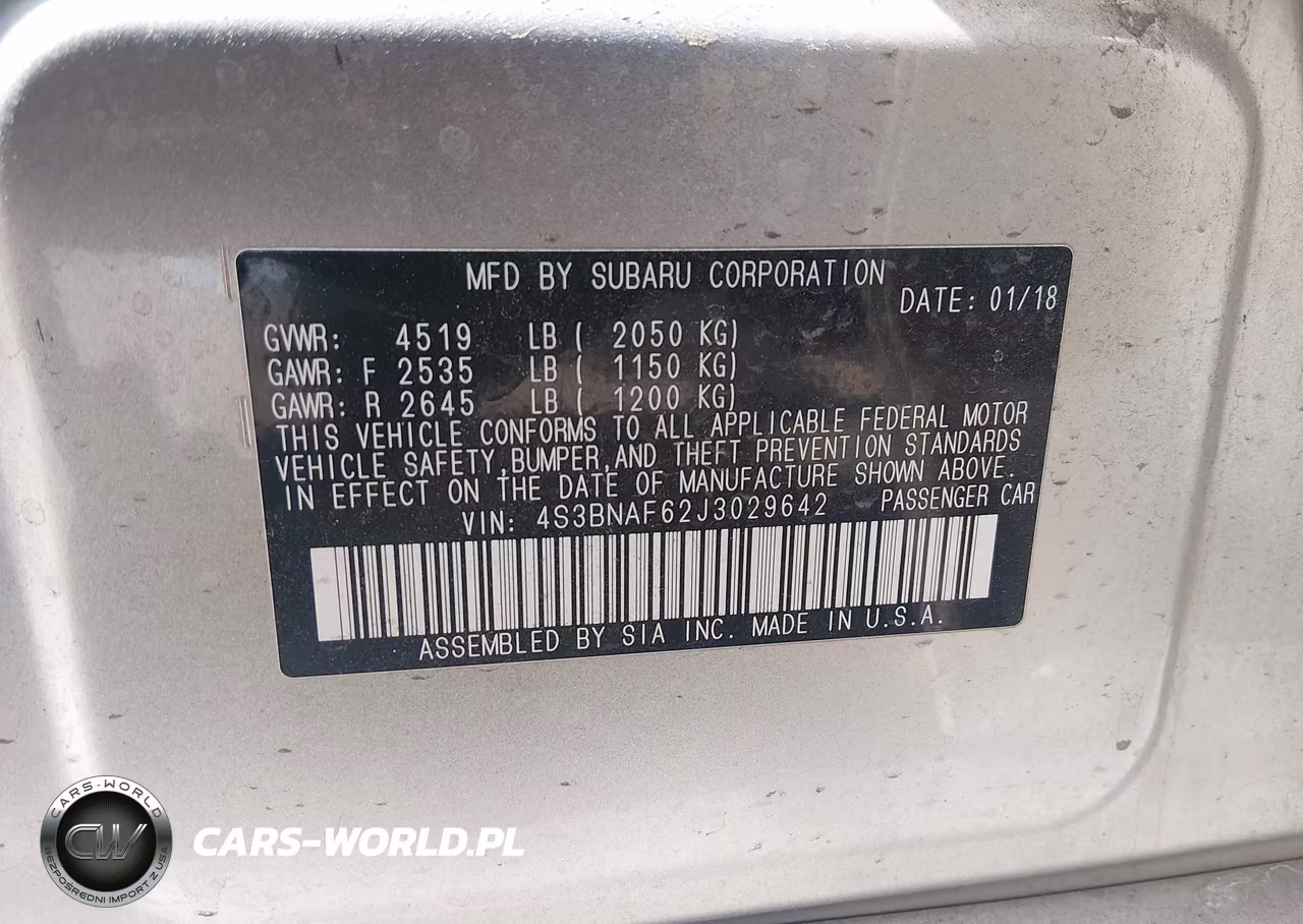 2018 Subaru Legacy 2.5I Premium VIN:4S3BNAF62J3029642 - 9