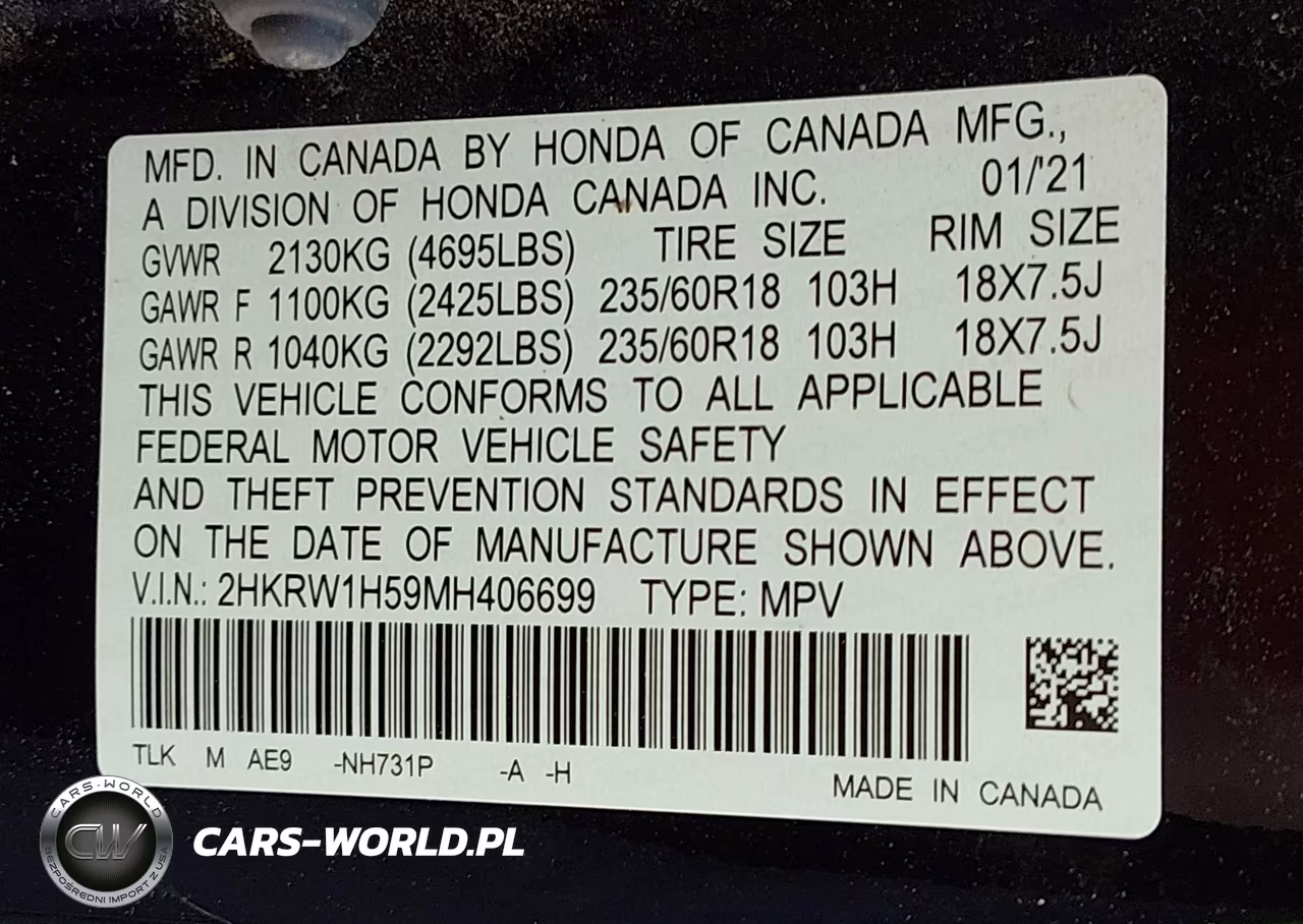 2021 Honda Cr-V 2Wd Ex VIN:2HKRW1H59MH406699 - 9