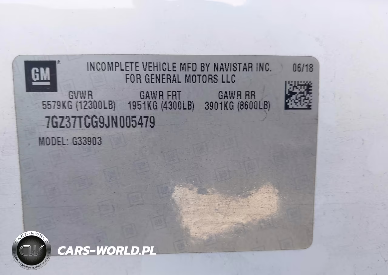 2018 GMC Savana Cutaway Work Van VIN:7GZ37TCG9JN005479 - 8
