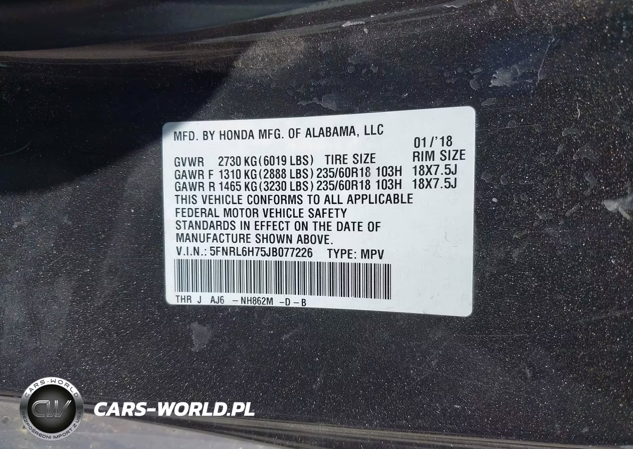 2018 Honda Odyssey Ex-L VIN:5FNRL6H75JB077226 - 9