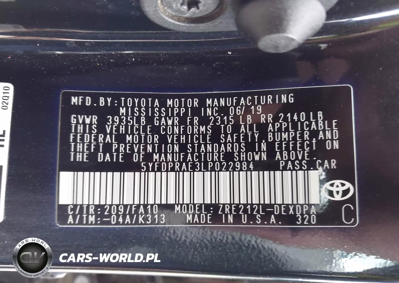 2020 Toyota Corolla L VIN:5YFDPRAE3LP022984 - 9