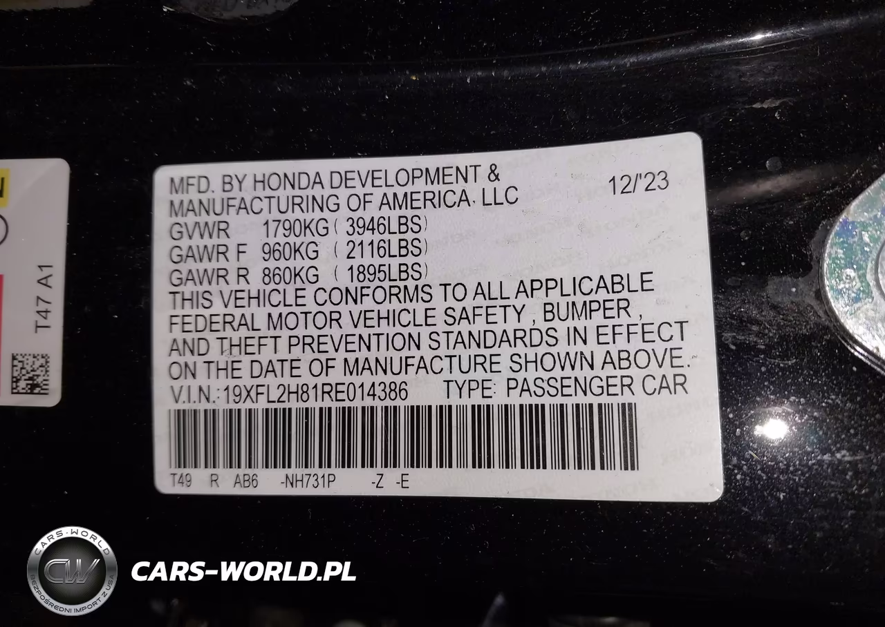 2024 Honda Civic Sport VIN:19XFL2H81RE014386 - 9