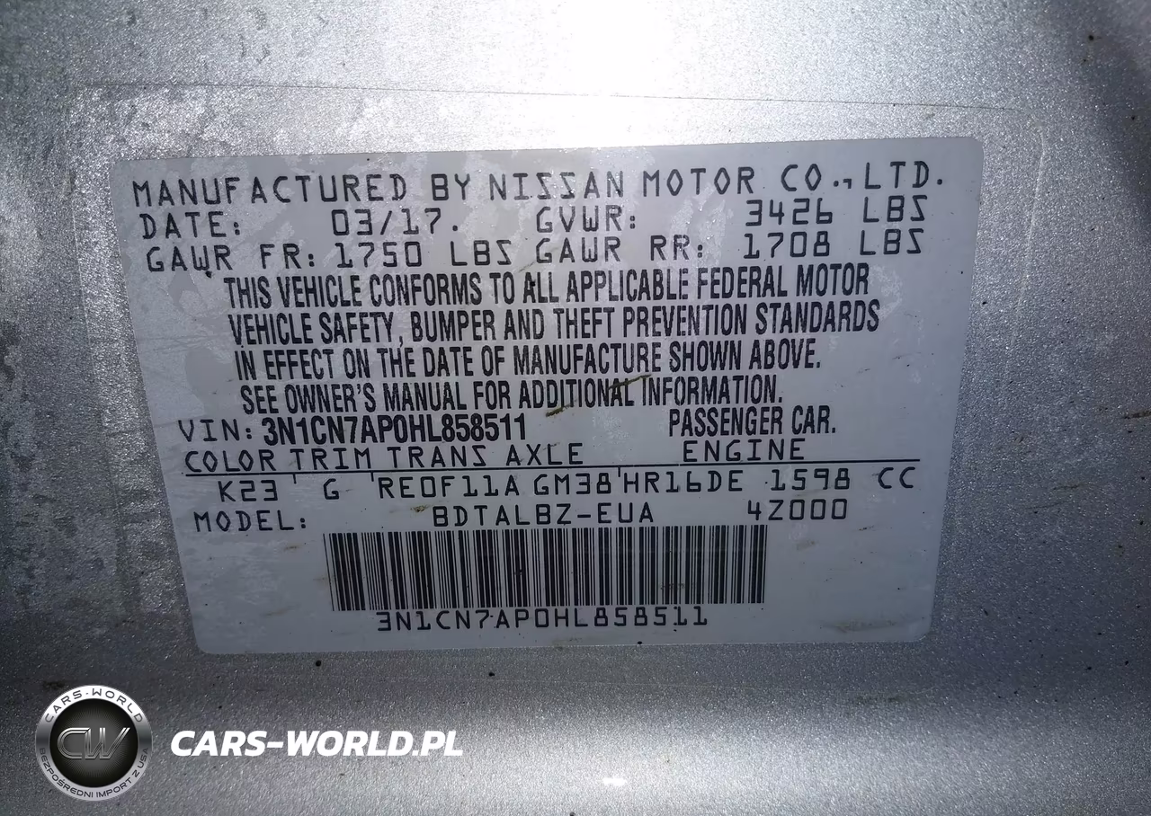 2017 Nissan Versa 1.6 Sv VIN:3N1CN7AP0HL858511 - 9