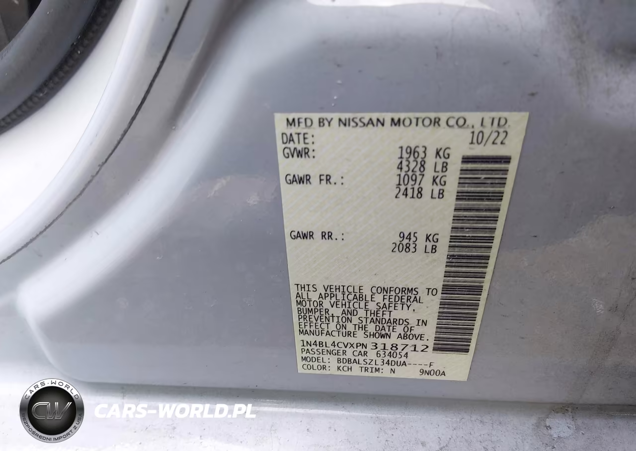 2023 Nissan Altima Sr Fwd VIN:1N4BL4CVXPN318712 - 9