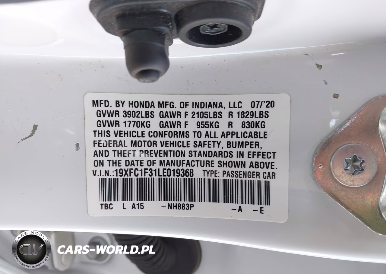 2020 Honda Civic Ex VIN:19XFC1F31LE019368 - 9