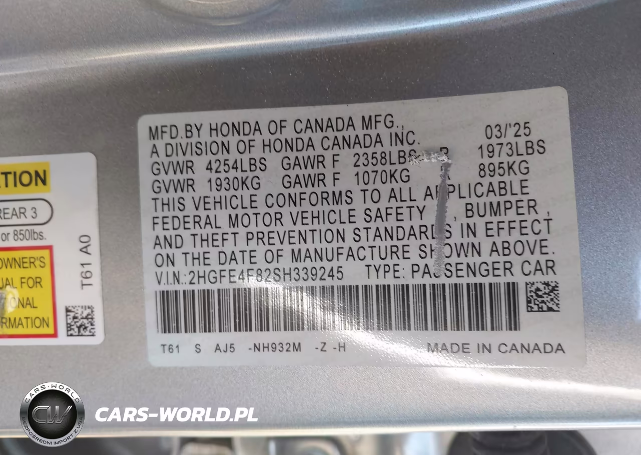 2025 Honda Civic Hybrid Sport-Sport Touring VIN:2HGFE4F82SH339245 - 9