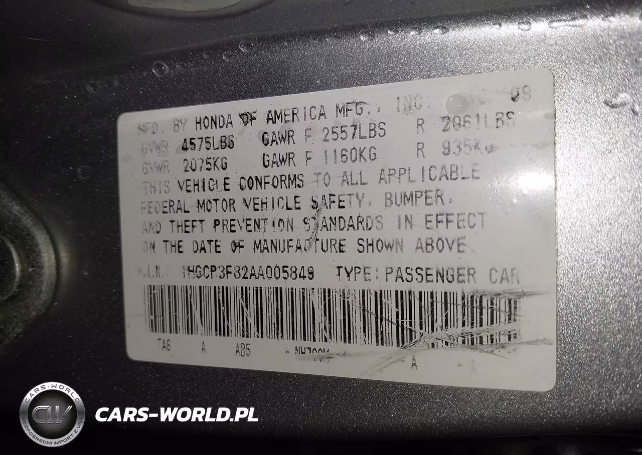 2010 Honda Accord 3.5 Ex-L VIN:1HGCP3F82AA005849 - 9