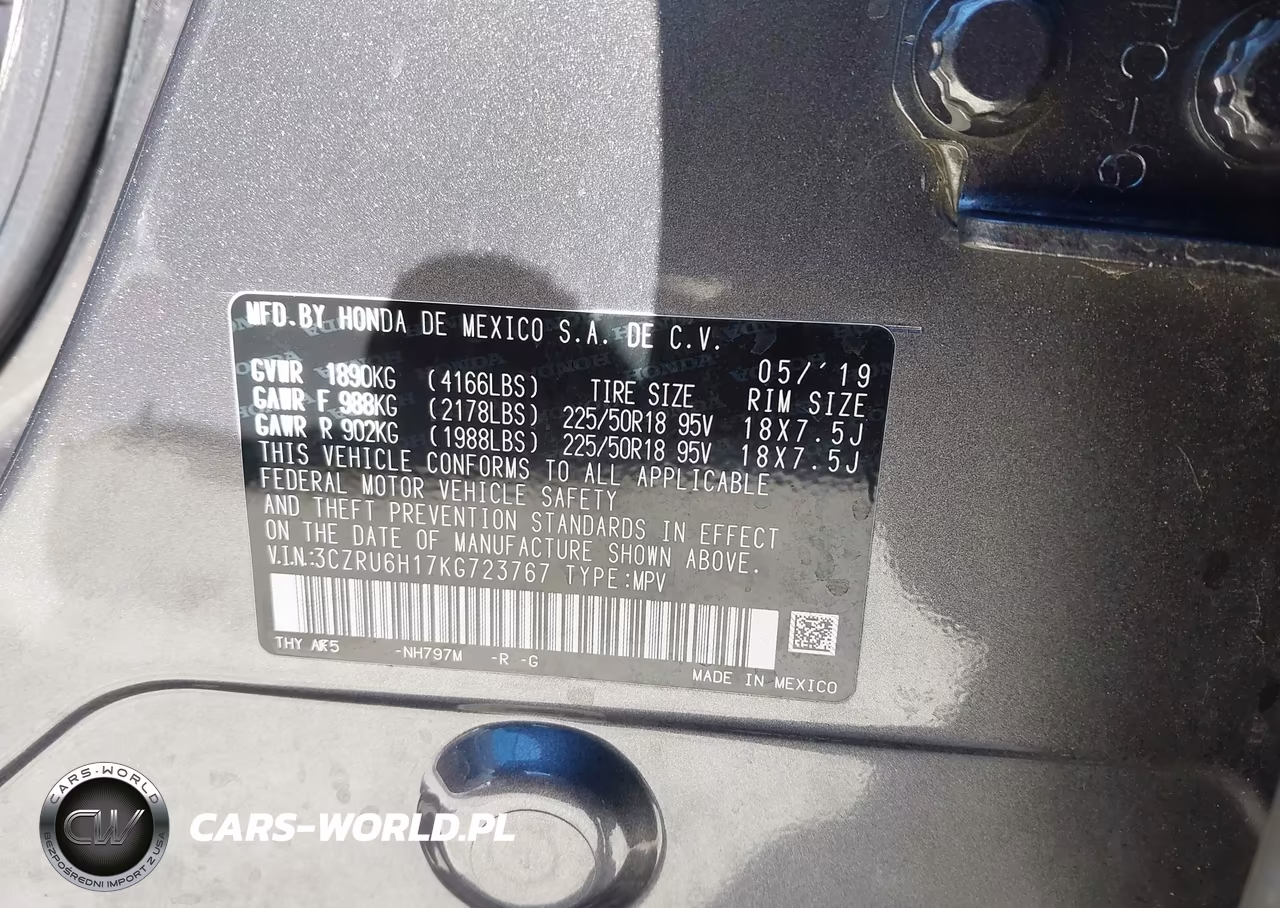 2019 Honda Hr-V Sport VIN:3CZRU6H17KG723767 - 9