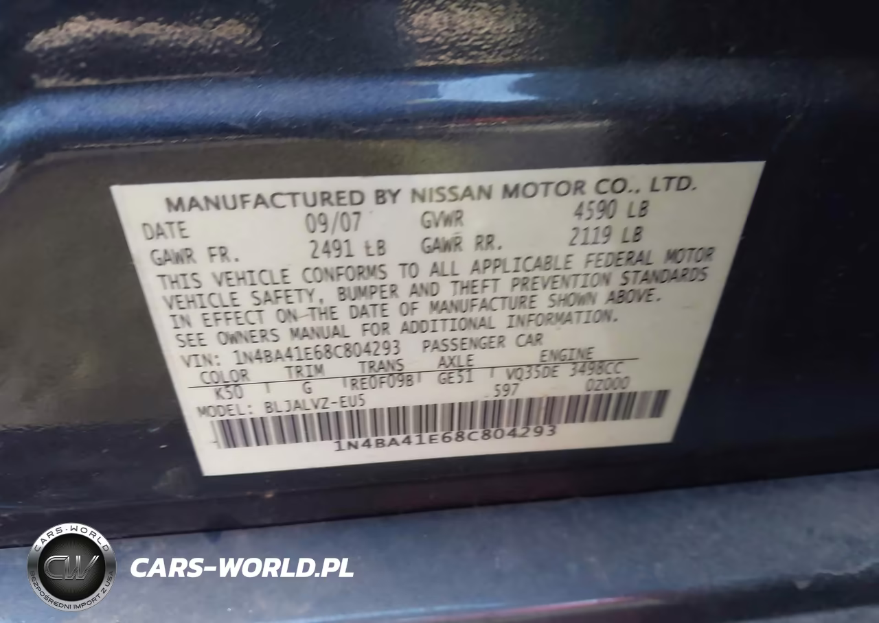 2008 Nissan Maxima 3.5 Se VIN:1N4BA41E68C804293 - 9