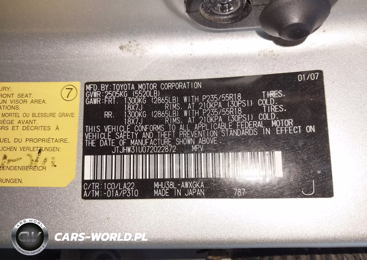 2007 Lexus Rx 400H VIN:JTJHW31U072022872 - 9