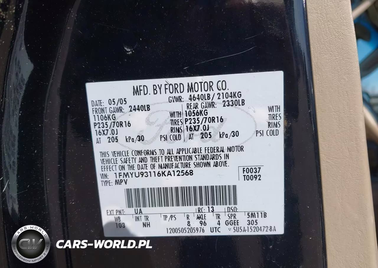 2006 Ford Escape Xlt-Xlt Sport VIN:1FMYU93116KA12568 - 9