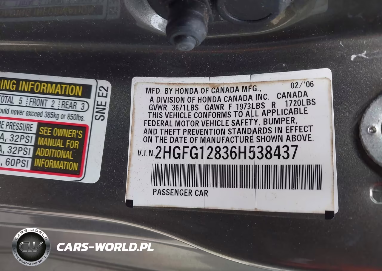 2006 Honda Civic Ex VIN:2HGFG12836H538437 - 9