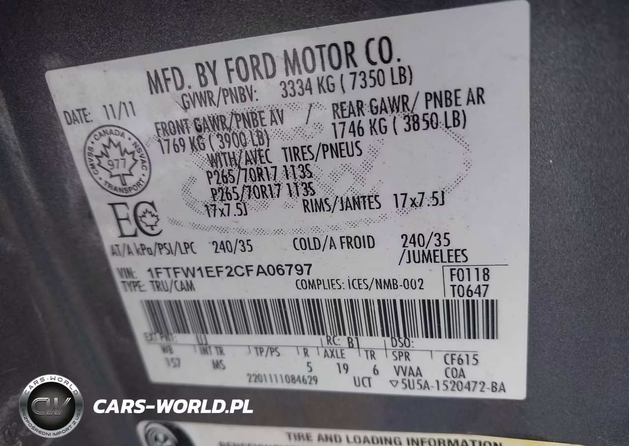 2012 Ford F-150 Xlt VIN:1FTFW1EF2CFA06797 - 9
