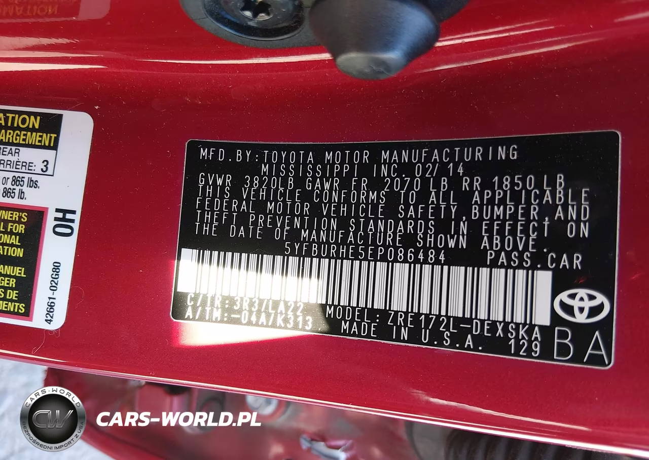 2014 Toyota Corolla S Premium VIN:5YFBURHE5EP086484 - 9