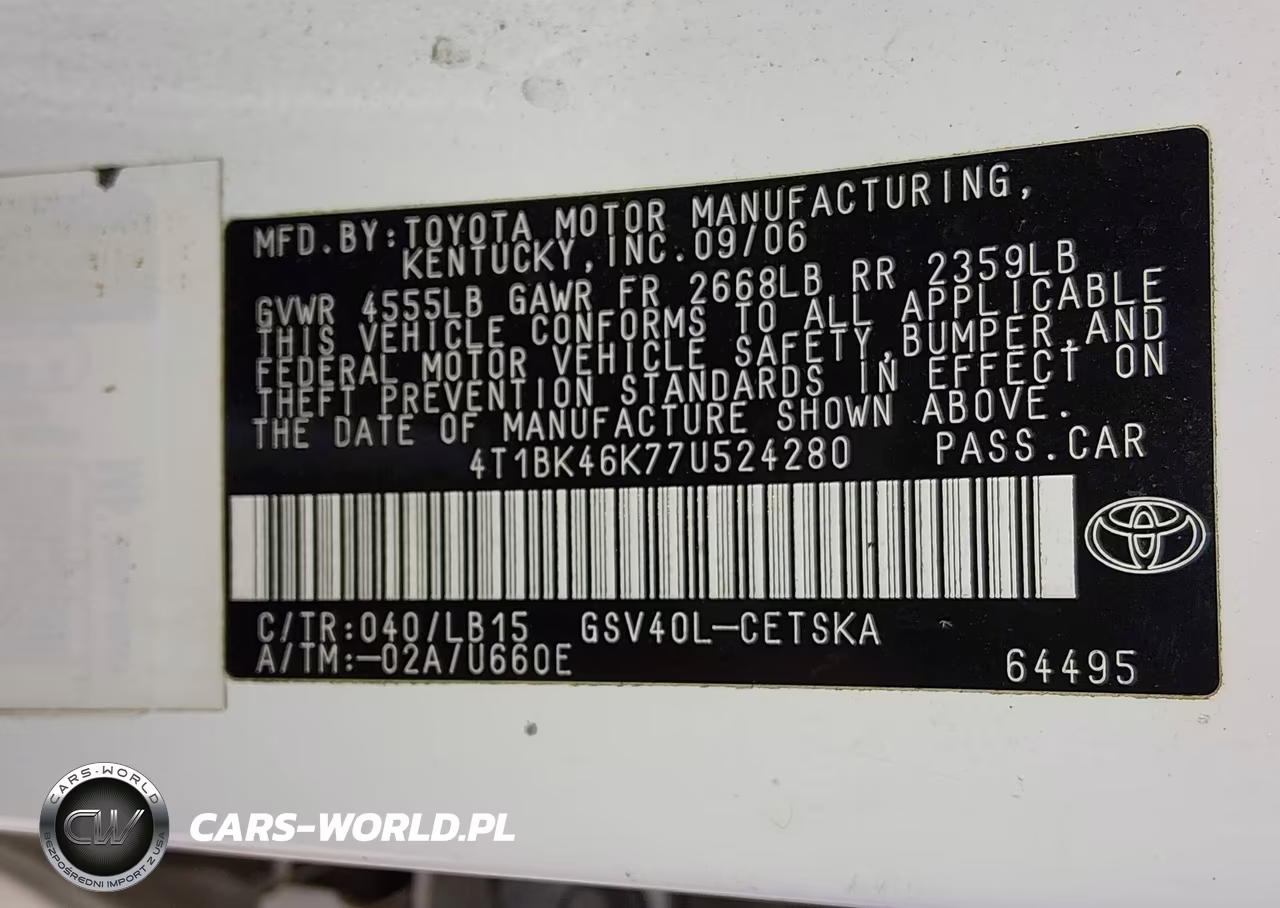 2007 Toyota Camry Se V6 VIN:4T1BK46K77U524280 - 9