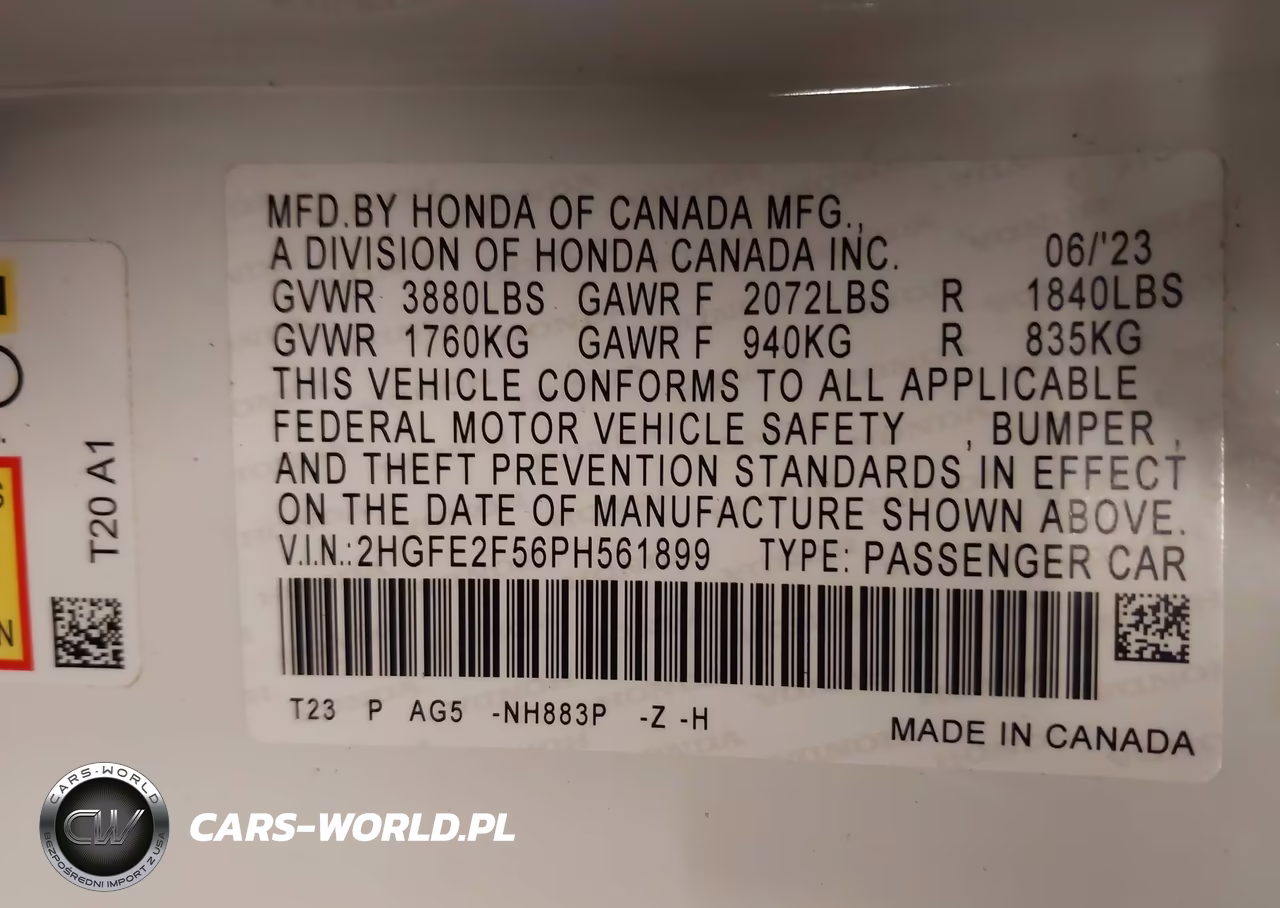 2023 Honda Civic Sport VIN:2HGFE2F56PH561899 - 9