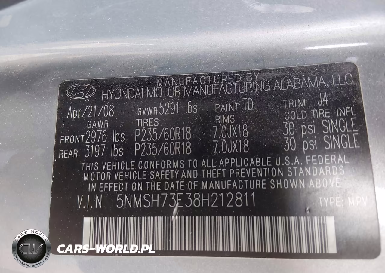 2008 Hyundai Santa Fe Limited-Se VIN:5NMSH73E38H212811 - 9