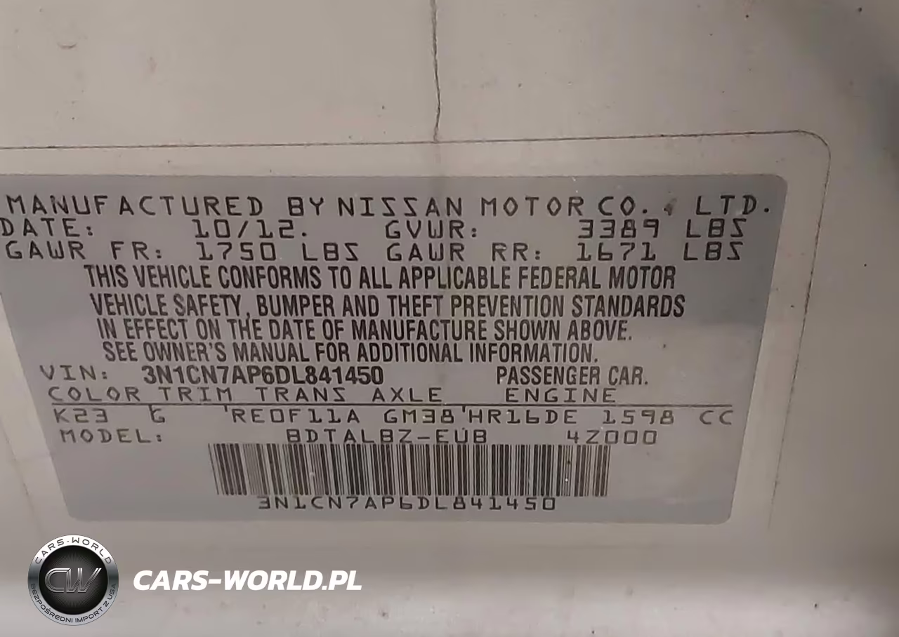 2013 Nissan Versa 1.6 Sv VIN:3N1CN7AP6DL841450 - 9