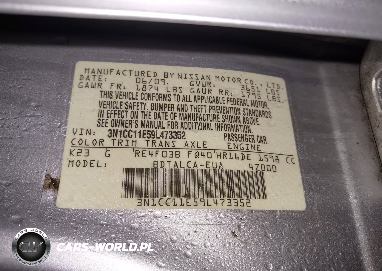 2009 Nissan Versa 1.6 VIN:3N1CC11E59L473352 - 9
