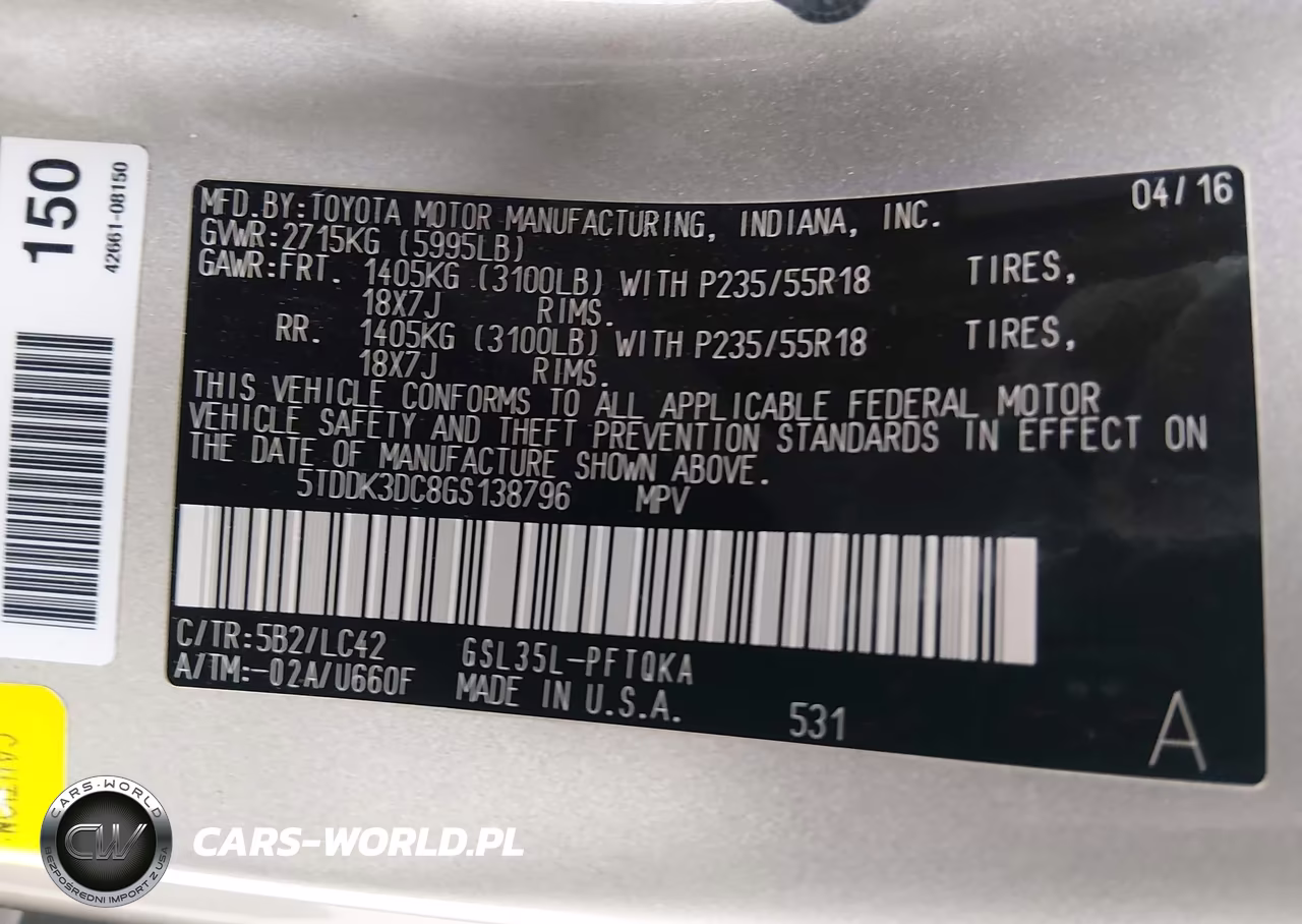 2016 Toyota Sienna Xle 7 Passenger VIN:5TDDK3DC8GS138796 - 9